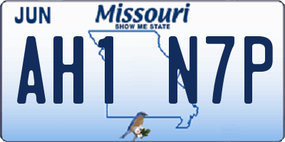 MO license plate AH1N7P