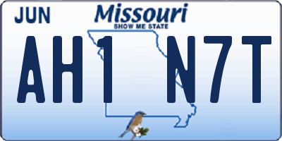 MO license plate AH1N7T