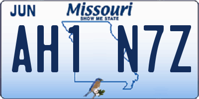 MO license plate AH1N7Z