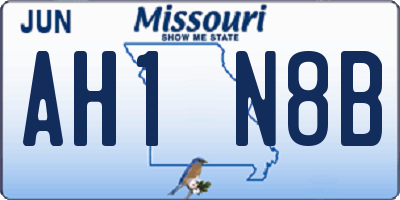 MO license plate AH1N8B