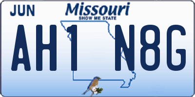 MO license plate AH1N8G