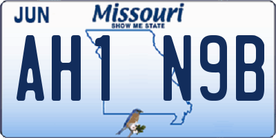 MO license plate AH1N9B