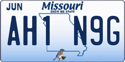 MO license plate AH1N9G