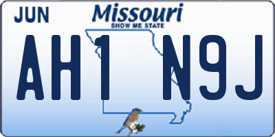 MO license plate AH1N9J