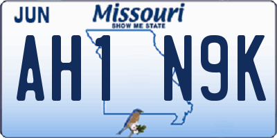 MO license plate AH1N9K