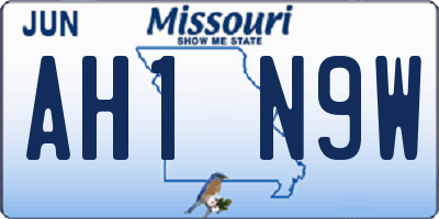 MO license plate AH1N9W