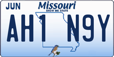 MO license plate AH1N9Y