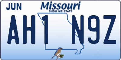 MO license plate AH1N9Z