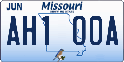 MO license plate AH1O0A