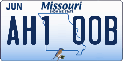 MO license plate AH1O0B