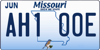 MO license plate AH1O0E