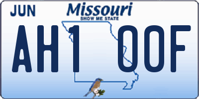 MO license plate AH1O0F