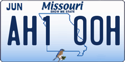 MO license plate AH1O0H