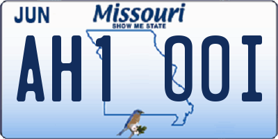 MO license plate AH1O0I