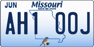 MO license plate AH1O0J