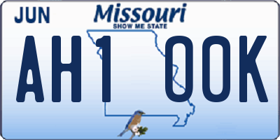 MO license plate AH1O0K