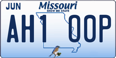 MO license plate AH1O0P