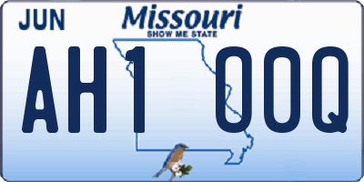 MO license plate AH1O0Q