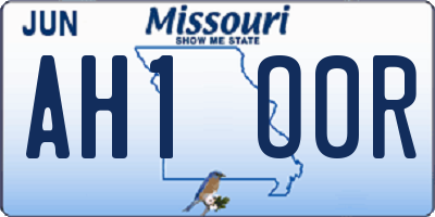 MO license plate AH1O0R