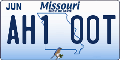 MO license plate AH1O0T