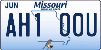 MO license plate AH1O0U