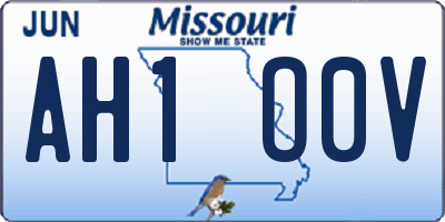 MO license plate AH1O0V