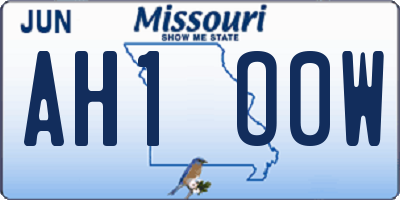 MO license plate AH1O0W