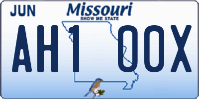 MO license plate AH1O0X