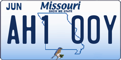 MO license plate AH1O0Y