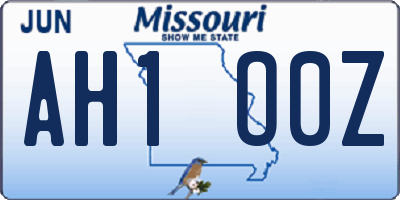 MO license plate AH1O0Z