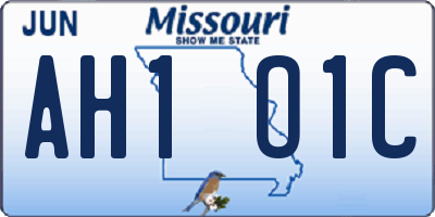 MO license plate AH1O1C