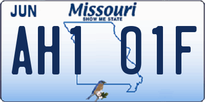 MO license plate AH1O1F