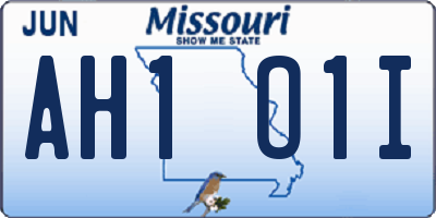 MO license plate AH1O1I