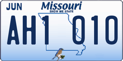 MO license plate AH1O1O