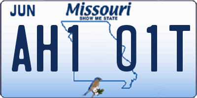 MO license plate AH1O1T