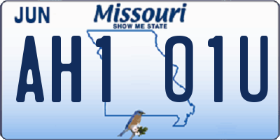 MO license plate AH1O1U