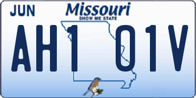 MO license plate AH1O1V