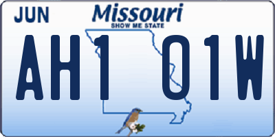 MO license plate AH1O1W