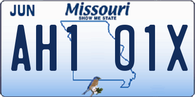 MO license plate AH1O1X