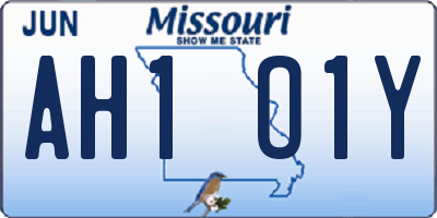 MO license plate AH1O1Y