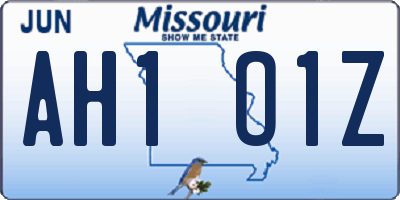 MO license plate AH1O1Z