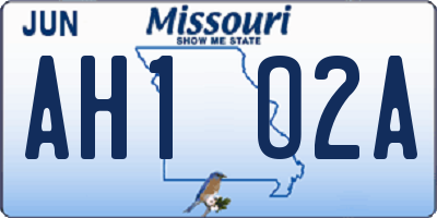 MO license plate AH1O2A