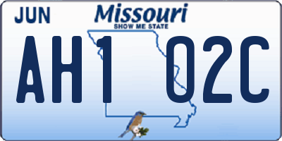 MO license plate AH1O2C