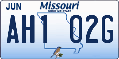 MO license plate AH1O2G