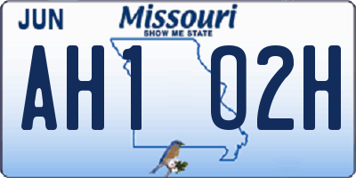 MO license plate AH1O2H