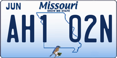 MO license plate AH1O2N