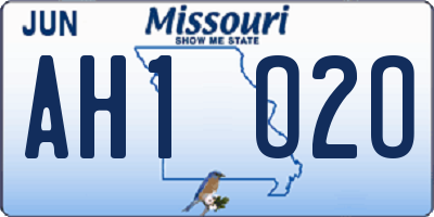 MO license plate AH1O2O