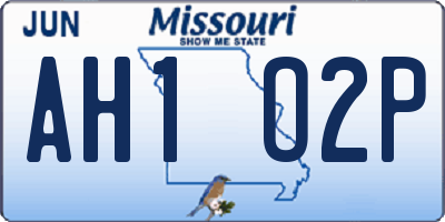 MO license plate AH1O2P