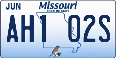 MO license plate AH1O2S