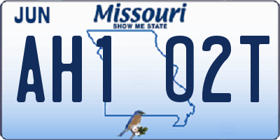 MO license plate AH1O2T